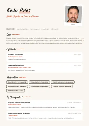 Halkla İlişkiler Cv Örnekleri cv indir
